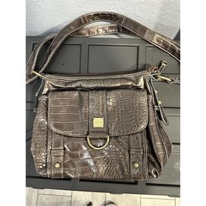 Strada Womens Purse Handbag Brown Crocodile‎
